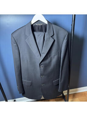 Jack Victor Black Suit 44L 3 Btn Classic Fit Wool Cashmere Canada